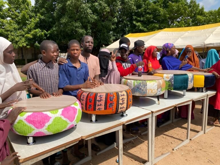 Upcycled products made by Hopcyku trainees